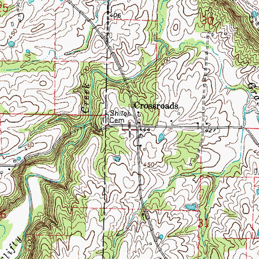 Topographic Map of Crossroads, IL
