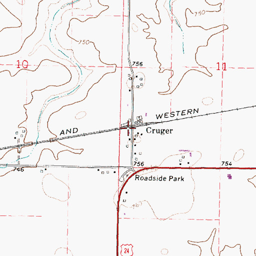 Topographic Map of Cruger, IL