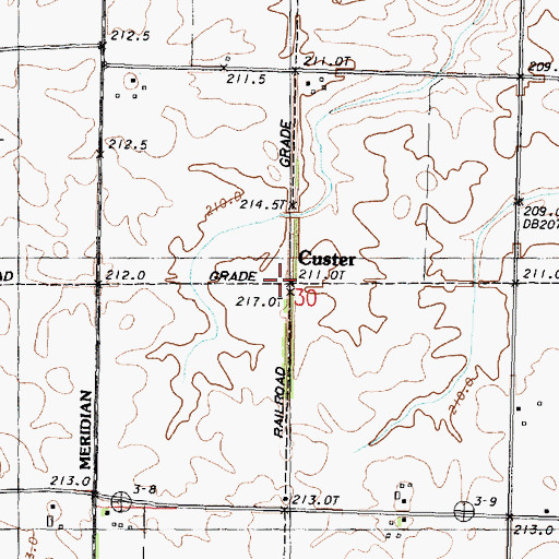 Topographic Map of Custer, IL