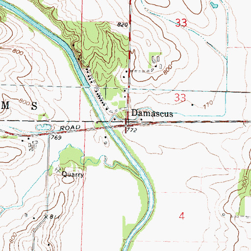 Topographic Map of Damascus, IL