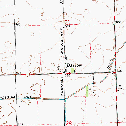 Topographic Map of Darrow, IL