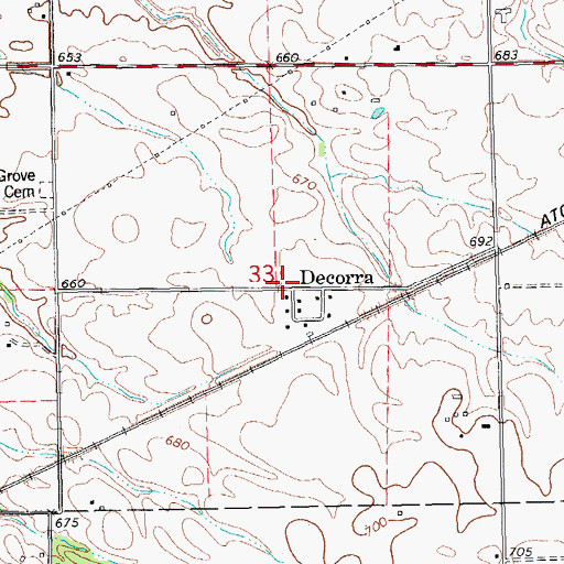 Topographic Map of Decorra, IL