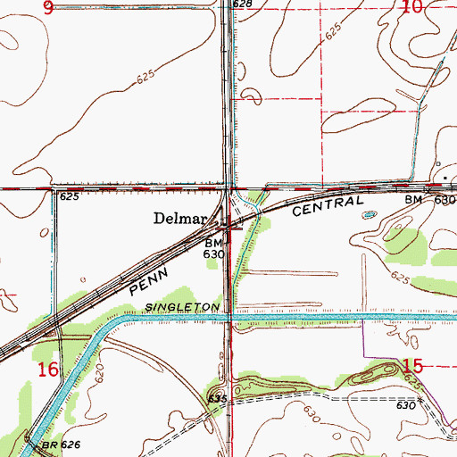 Topographic Map of Delmar, IL