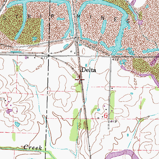 Topographic Map of Delta, IL