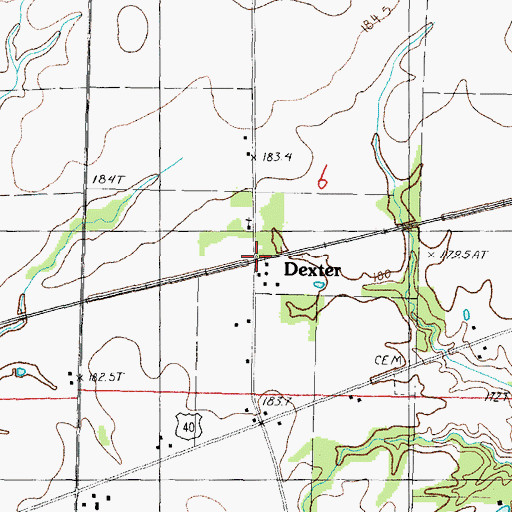 Topographic Map of Dexter, IL