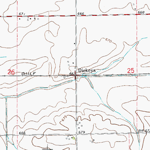 Topographic Map of Dickeys, IL