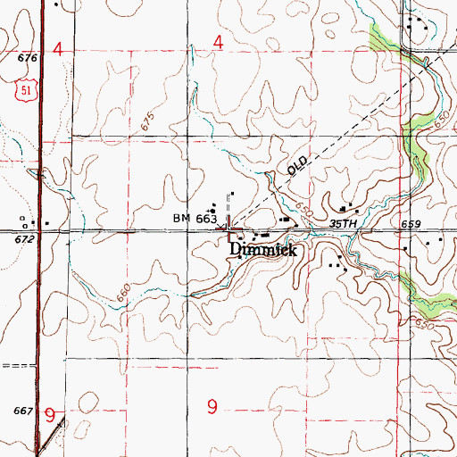 Topographic Map of Dimmick, IL