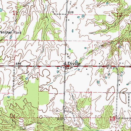 Topographic Map of Divide, IL
