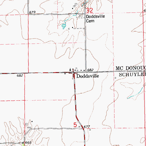 Topographic Map of Doddsville, IL
