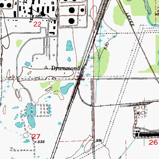 Topographic Map of Drummond, IL