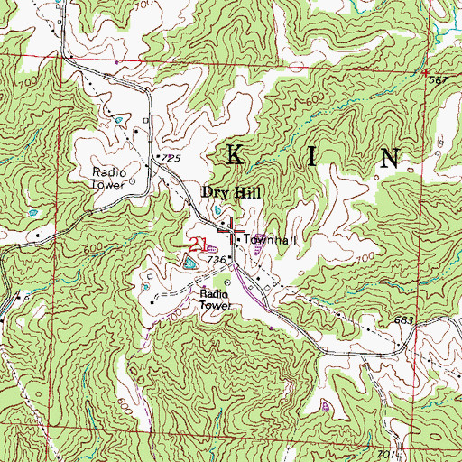 Topographic Map of Dry Hill, IL