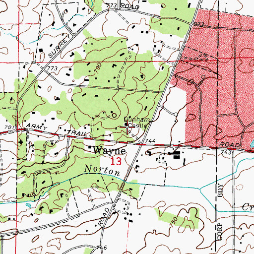 Topographic Map of Dunham Castle, IL