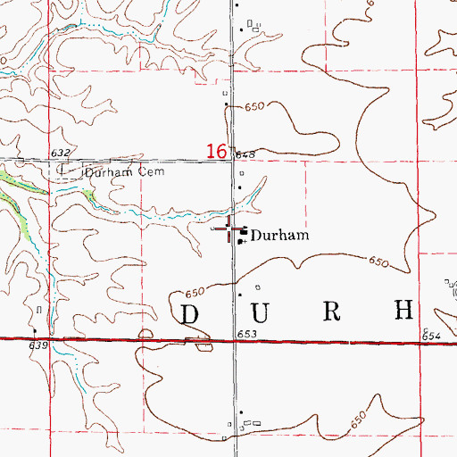 Topographic Map of Durham, IL