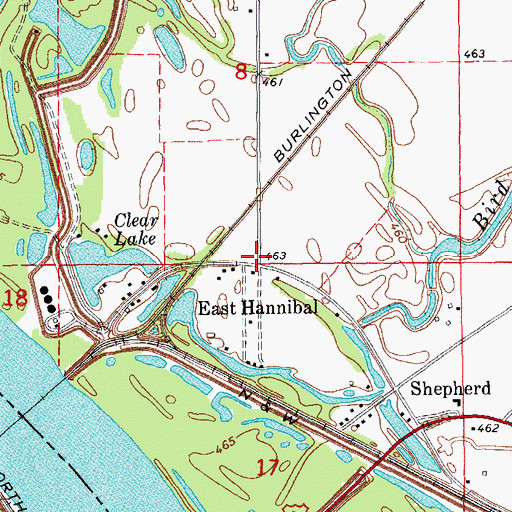 Topographic Map of East Hannibal, IL