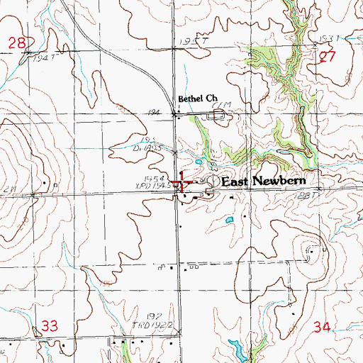 Topographic Map of East Newbern, IL