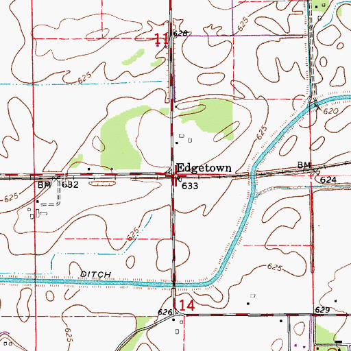 Topographic Map of Edgetown, IL