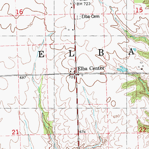 Topographic Map of Elba Center, IL