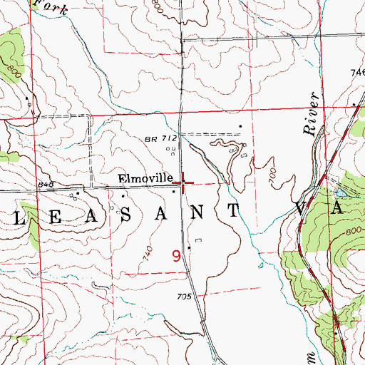 Topographic Map of Elmoville, IL