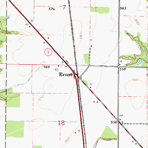Topographic Map of Ernst, IL