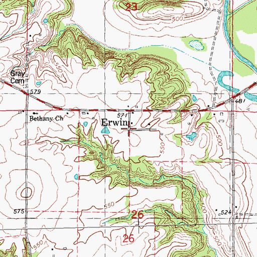 Topographic Map of Erwin, IL
