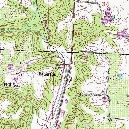 Topographic Map of Etherton, IL