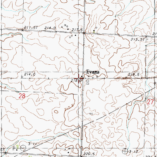 Topographic Map of Evans, IL