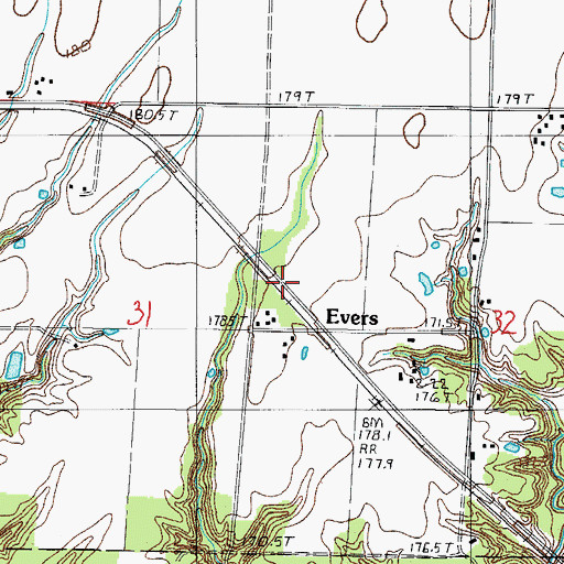 Topographic Map of Evers, IL
