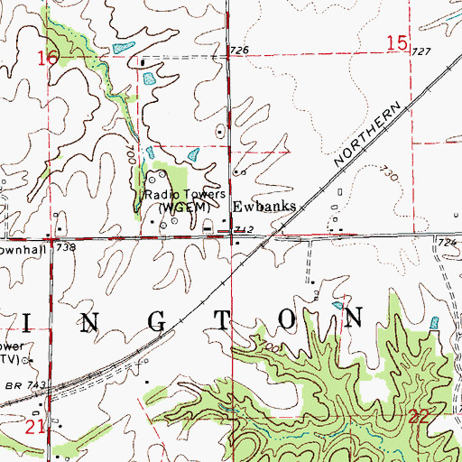 Topographic Map of Ewbanks, IL