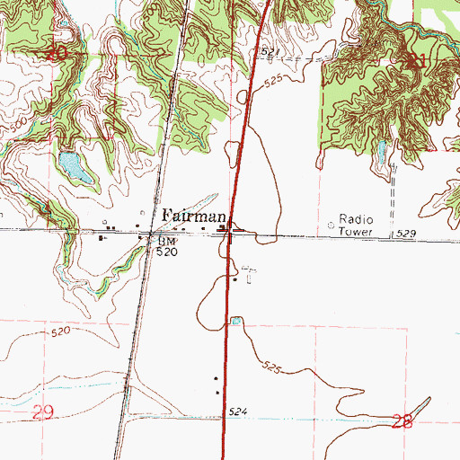 Topographic Map of Fairman, IL
