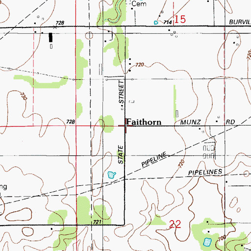 Topographic Map of Faithorn, IL