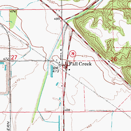 Topographic Map of Fall Creek, IL