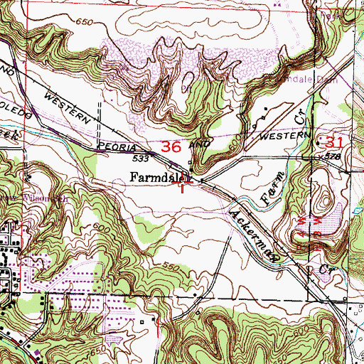 Topographic Map of Farmdale, IL