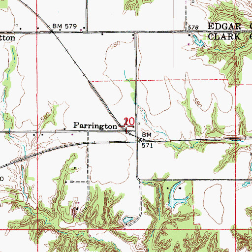 Topographic Map of Farrington, IL