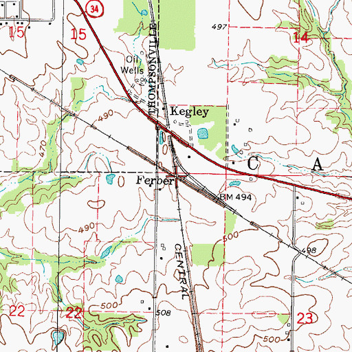 Topographic Map of Ferber, IL