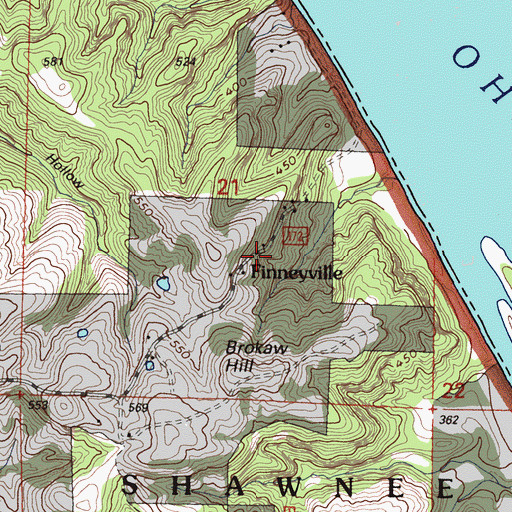 Topographic Map of Finneyville, IL
