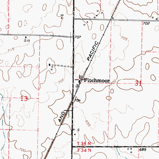 Topographic Map of Fitchmoor, IL
