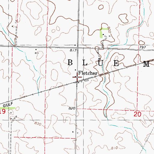 Topographic Map of Fletcher, IL