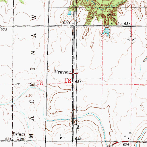 Topographic Map of Fravert, IL