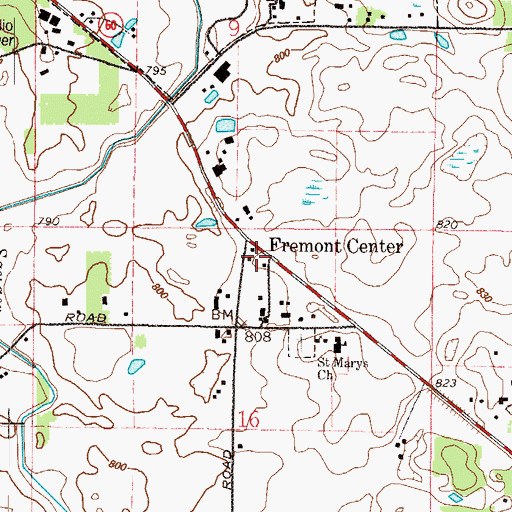 Topographic Map of Fremont Center, IL