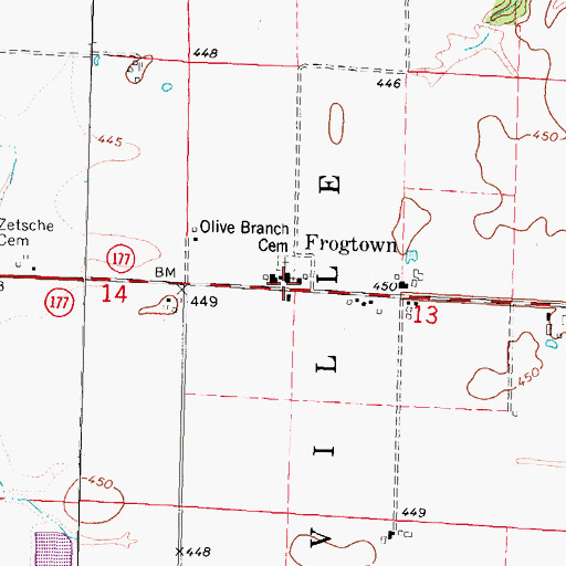 Topographic Map of Frogtown, IL