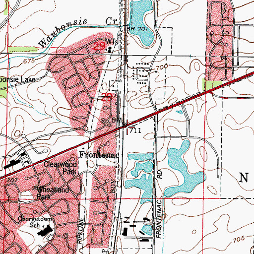 Topographic Map of Frontenac, IL