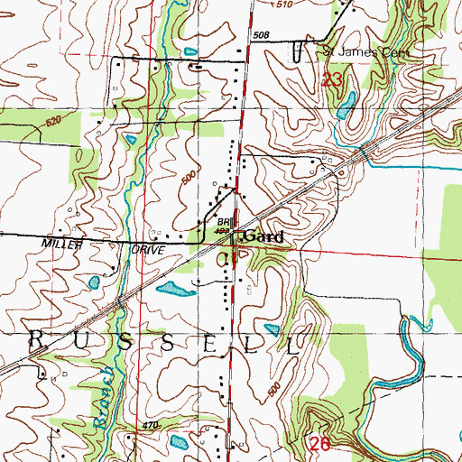 Topographic Map of Gard, IL