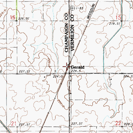 Topographic Map of Gerald, IL