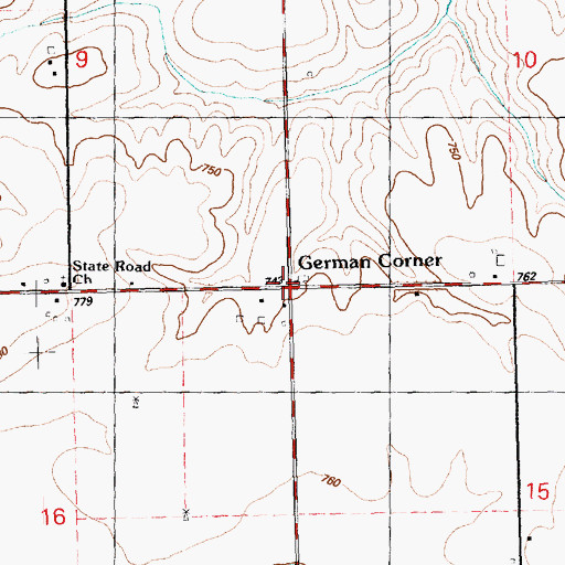 Topographic Map of German Corner, IL