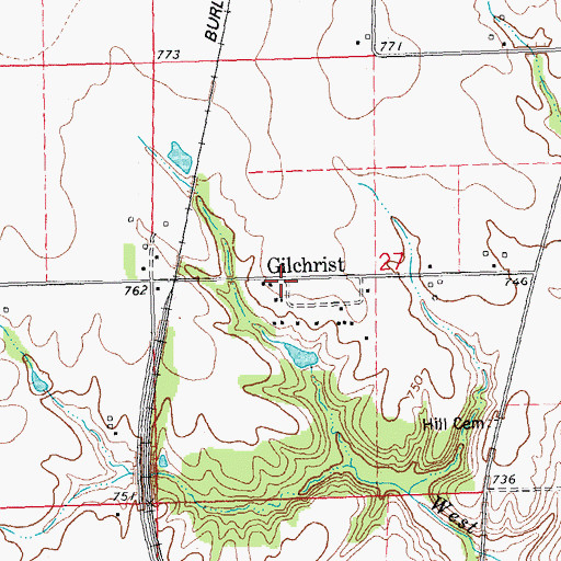 Topographic Map of Gilchrist, IL