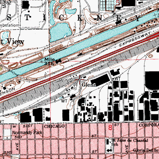 Topographic Map of Glenn, IL