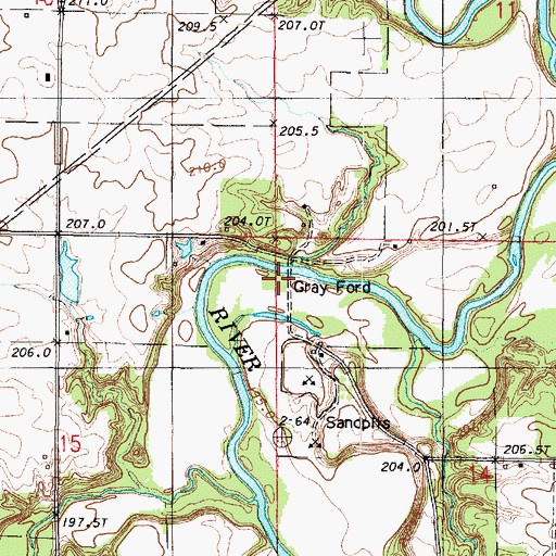 Topographic Map of Gray Ford, IL