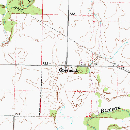 Topographic Map of Greenoak, IL