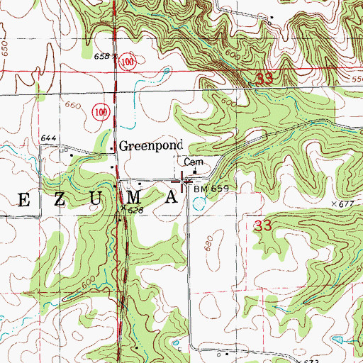 Topographic Map of Greenpond, IL