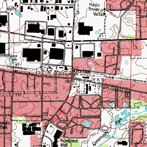 Topographic Map of Gretna, IL